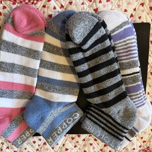 Cozy Striped Women's Socks Set - Pink, Blue, Black, Purple